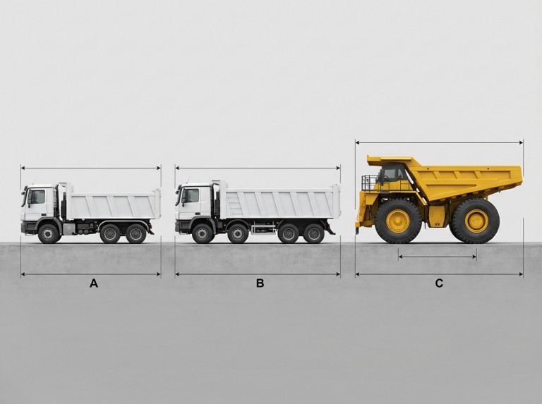 Comparaison de la taille des configurations du camion-benne Shacman